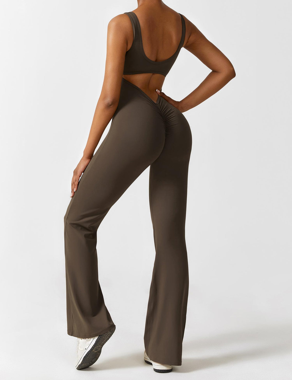 Open Back Flared Leg Jumpsuit for Women | Athleisure Workout Collection