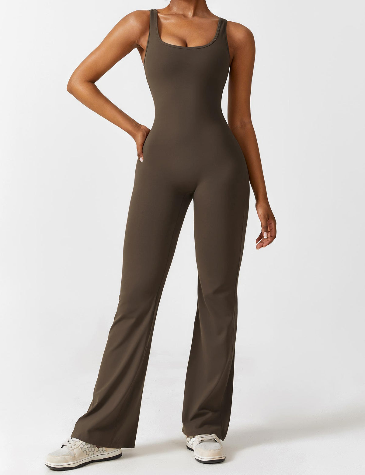 Open Back Flared Leg Jumpsuit for Women | Athleisure Workout Collection