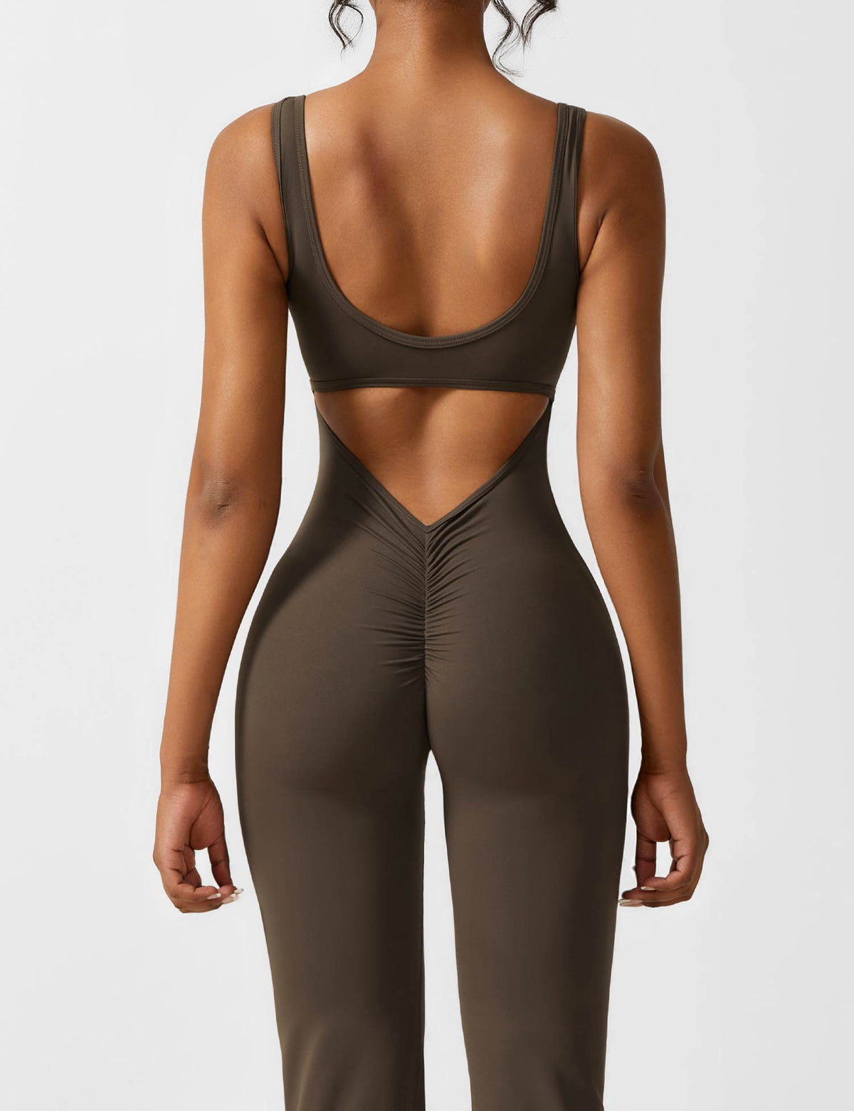 Open Back Flared Leg Jumpsuit for Women | Athleisure Workout Collection
