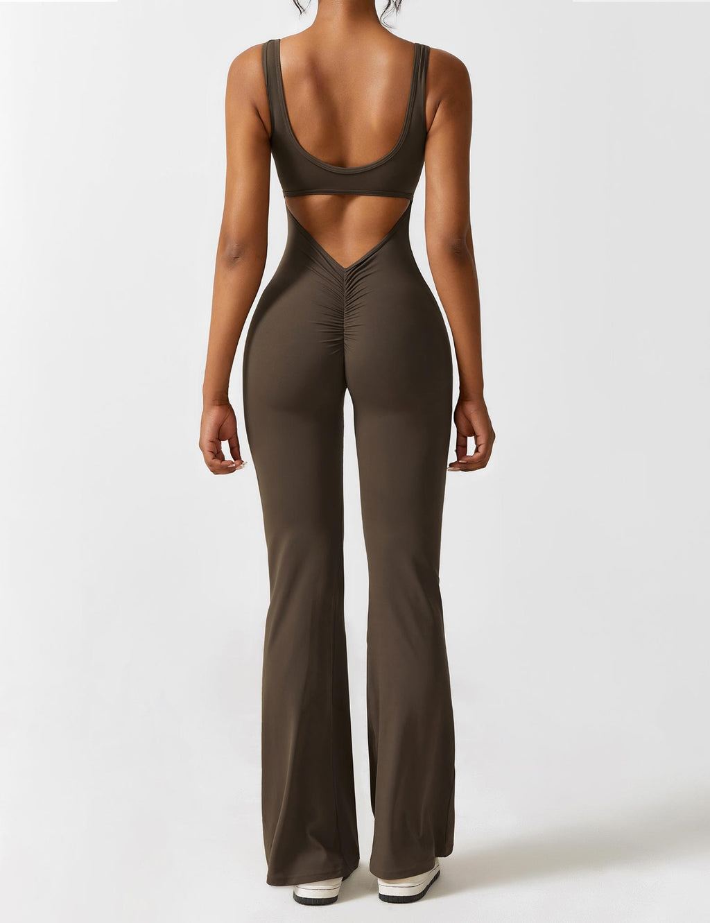 Open Back Flared Leg Jumpsuit for Women | Athleisure Workout Collection