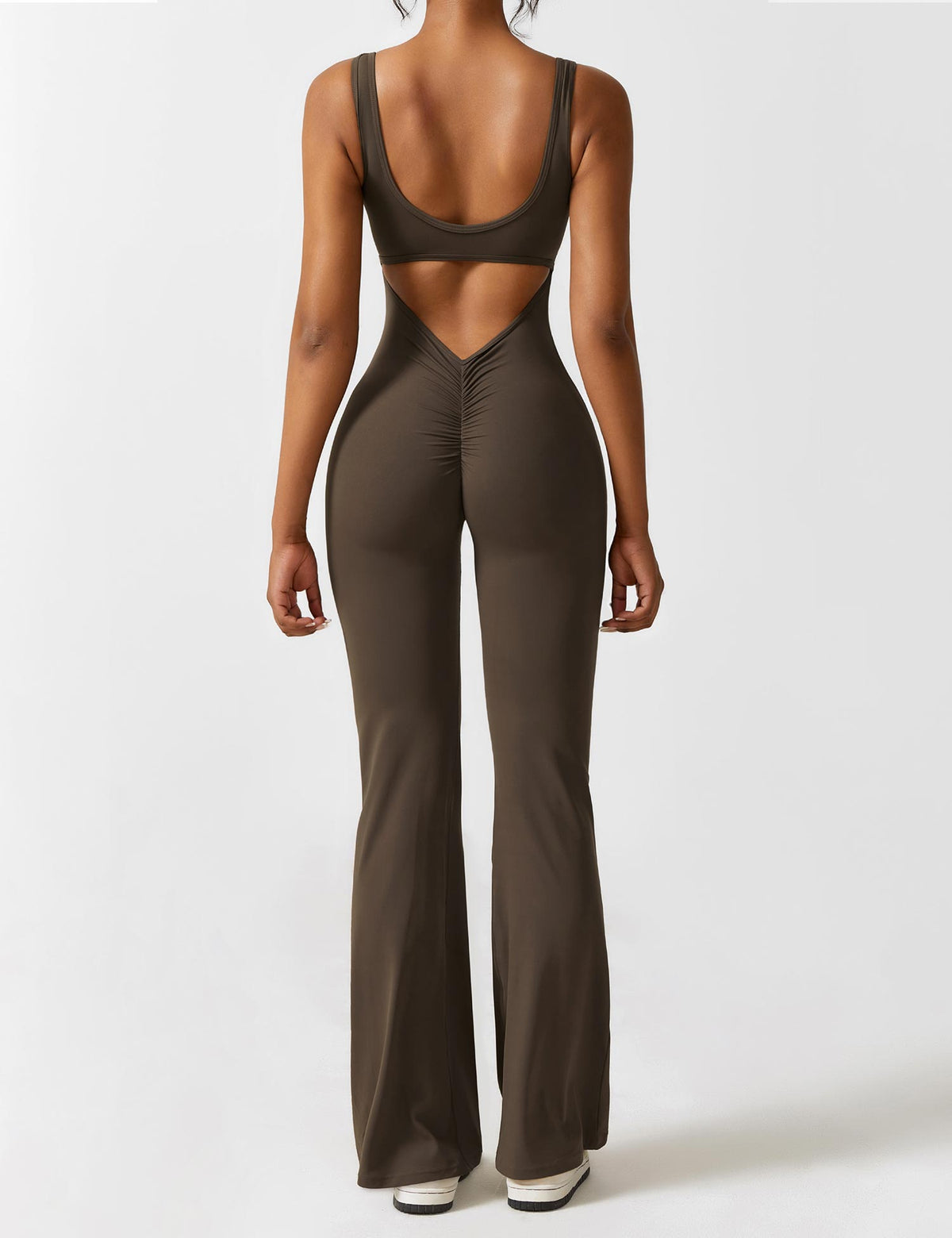 Open Back Flared Leg Jumpsuit for Women | Athleisure Workout Collection