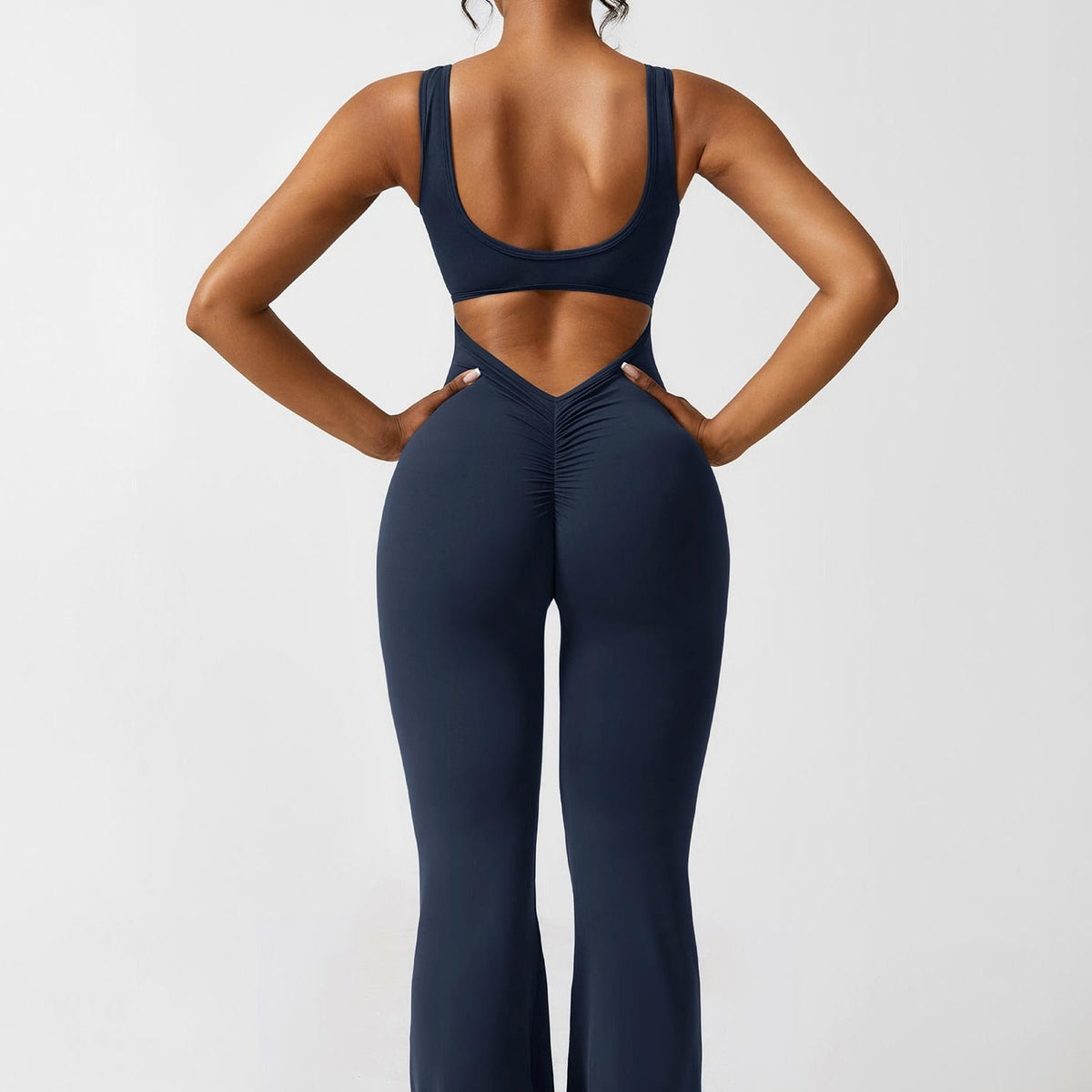 Open Back Flared Leg Jumpsuit for Women | Athleisure Workout Collection
