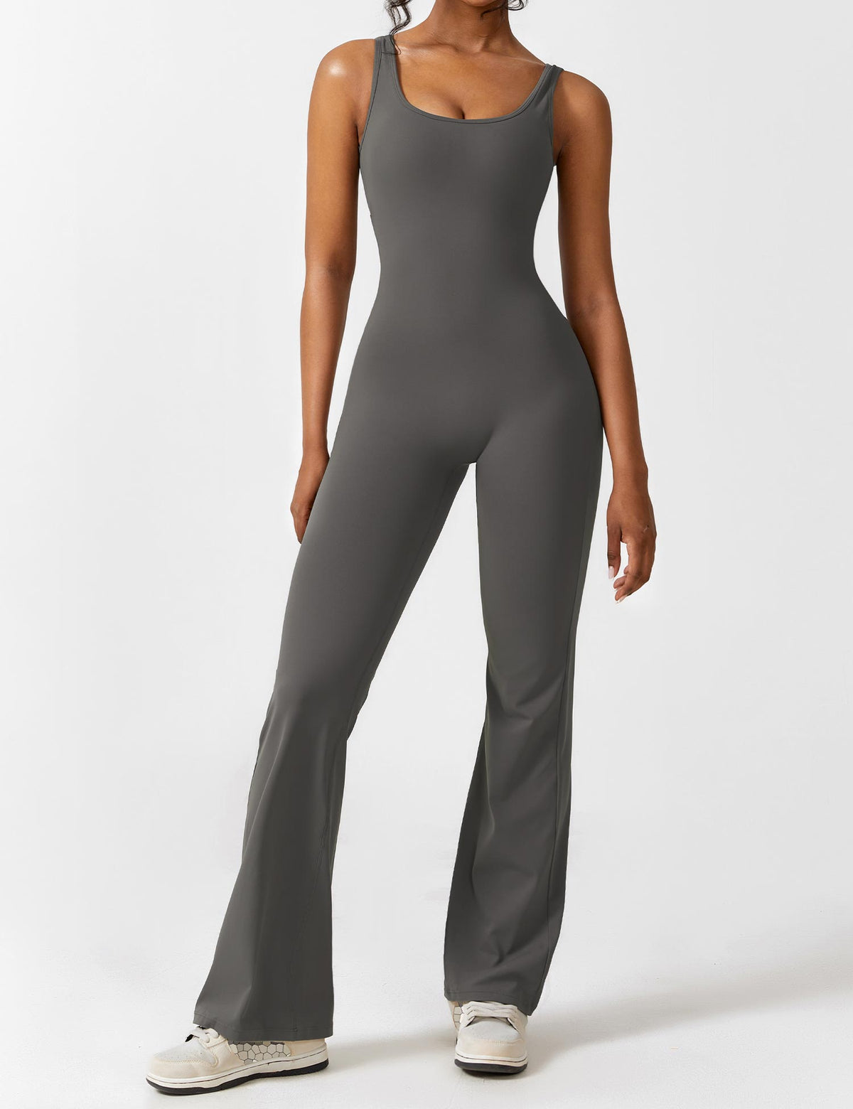 Open Back Flared Leg Jumpsuit for Women | Athleisure Workout Collection