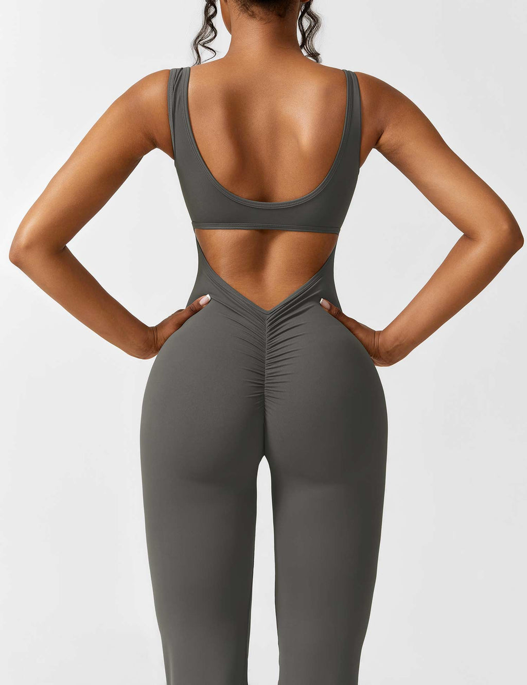 Open Back Flared Leg Jumpsuit for Women | Athleisure Workout Collection