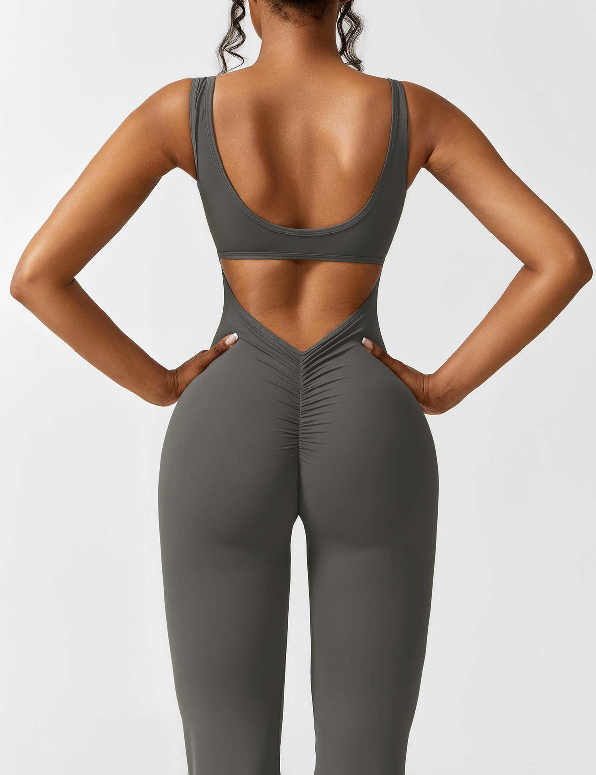 Open Back Flared Leg Jumpsuit for Women | Athleisure Workout Collection