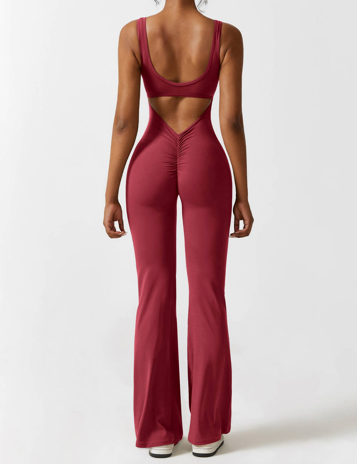 Open Back Flared Leg Jumpsuit for Women | Athleisure Workout Collection