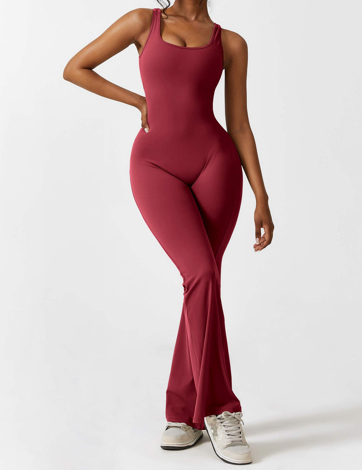 Open Back Flared Leg Jumpsuit for Women | Athleisure Workout Collection