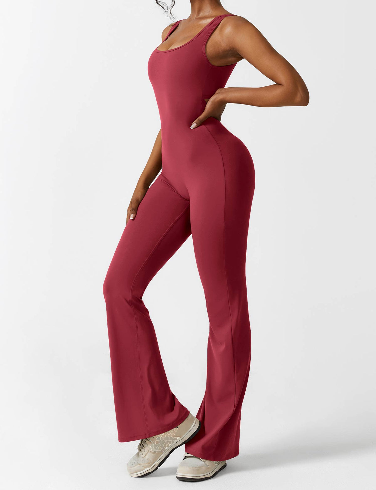 Open Back Flared Leg Jumpsuit for Women | Athleisure Workout Collection