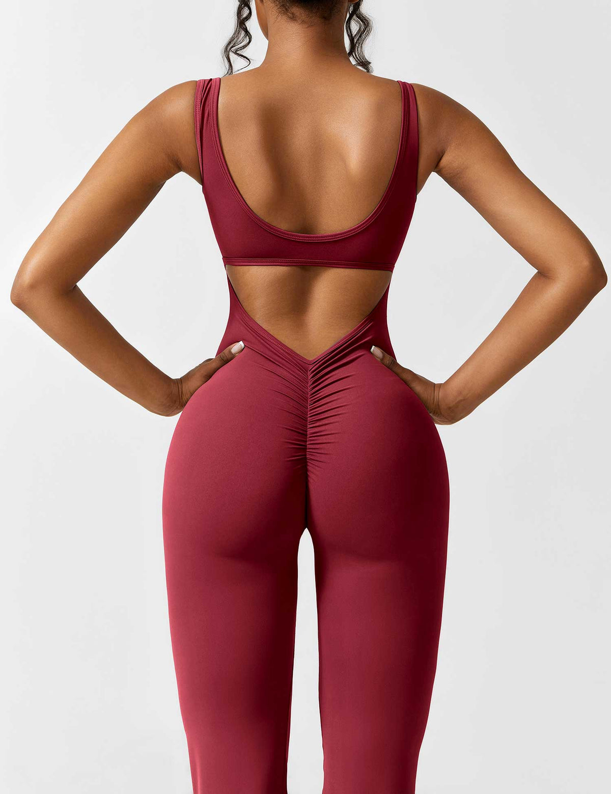 Open Back Flared Leg Jumpsuit for Women | Athleisure Workout Collection