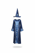 Dark Blue Silver Star Wizard Robe and Pointed Hat Costume for Kids | Halloween