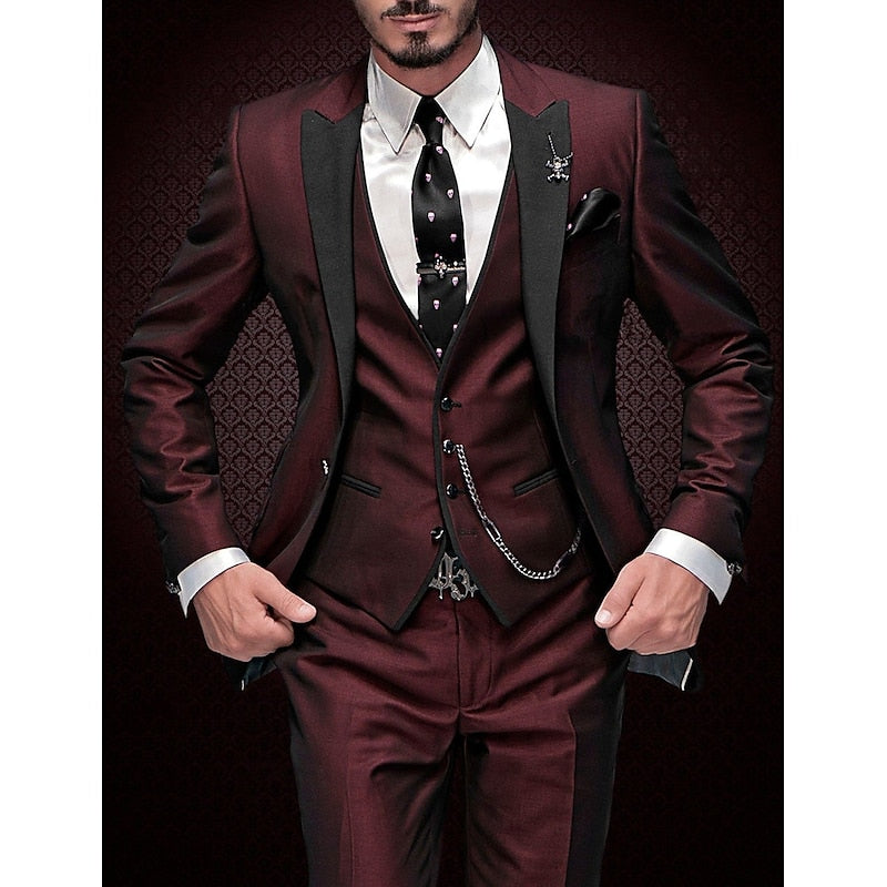 Three Piece Tailored Blazer Vest Pants Suit Set for Men | Formal Occasion